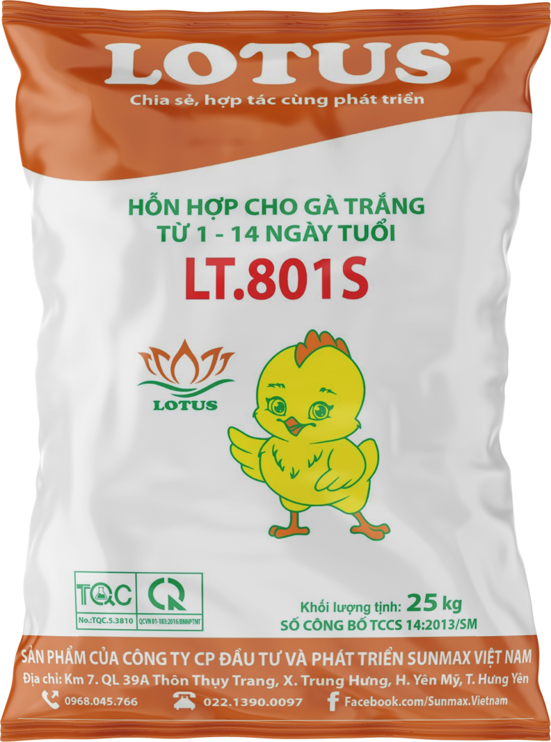 Hỗn hợp cho gà trắng từ 1-14 ngày tuổi LT.801S