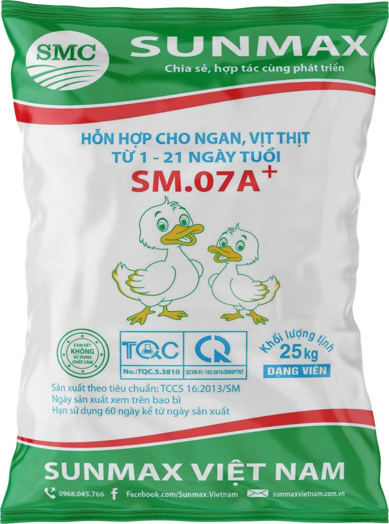 Hỗn hợp cho ngan, vịt thịt từ 1-21 ngày tuổi SM.07A+