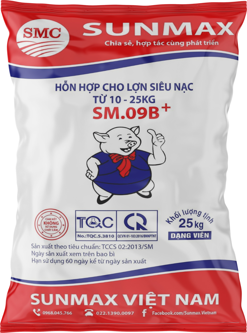Hỗn hợp cho lợn siêu nạc từ 10 - 25kg SM.09B+