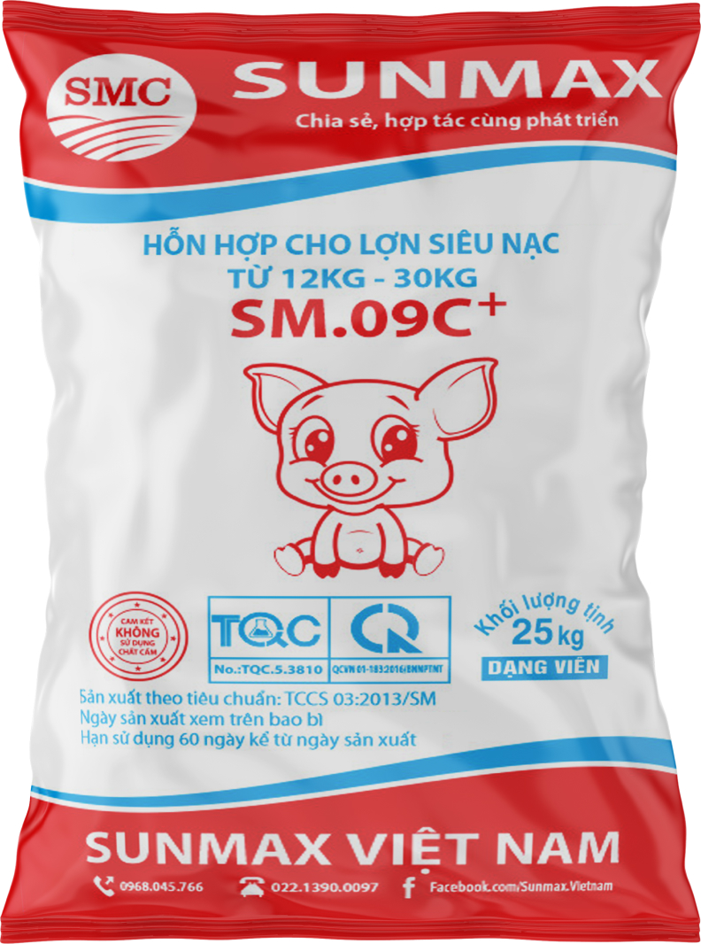 Hỗn hợp cho lợn siêu nạc từ 12kg - 30kg SM.09C+
