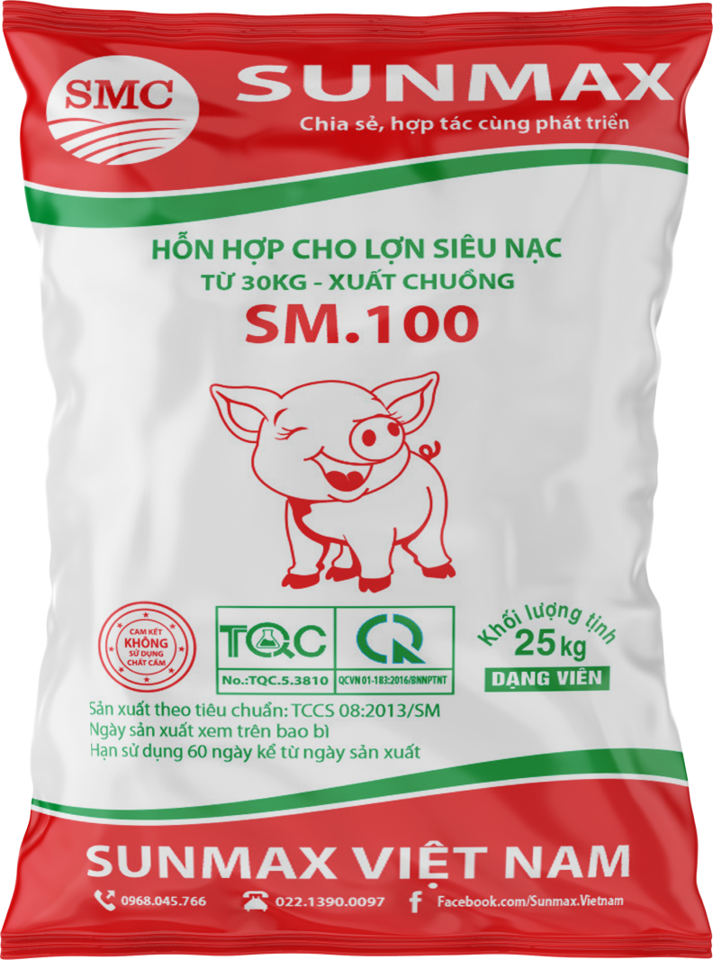 Hỗn hợp cho lợn siêu nạc từ 30kg - xuất chuồng SM.100