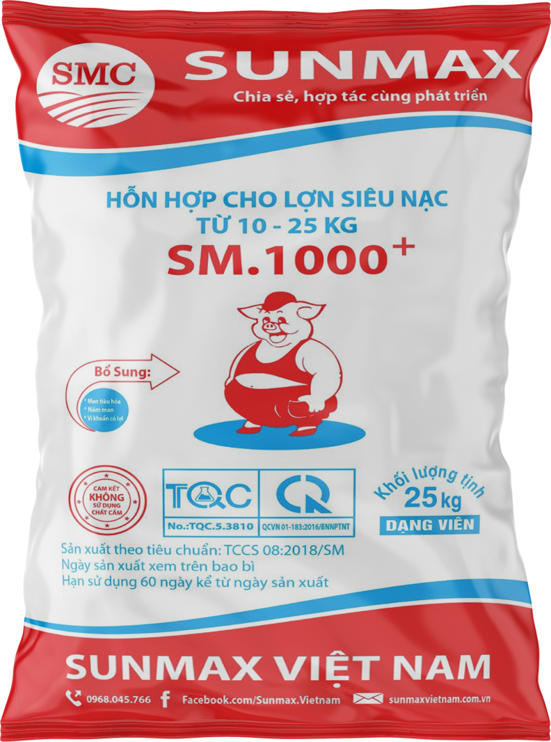 Hỗn hợp cho lợn siêu nạc từ 10 - 25kg SM.1000+