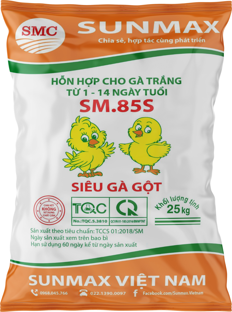 Hỗn hợp cho gà trắng từ 1 - 14 ngày tuổi SM.85S
