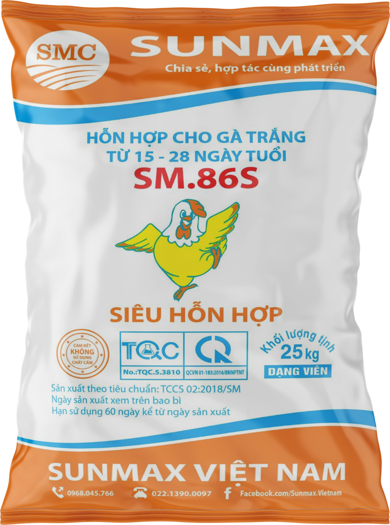 Hỗn hợp cho gà trắng từ 15 - 28 ngày tuổi SM.86S
