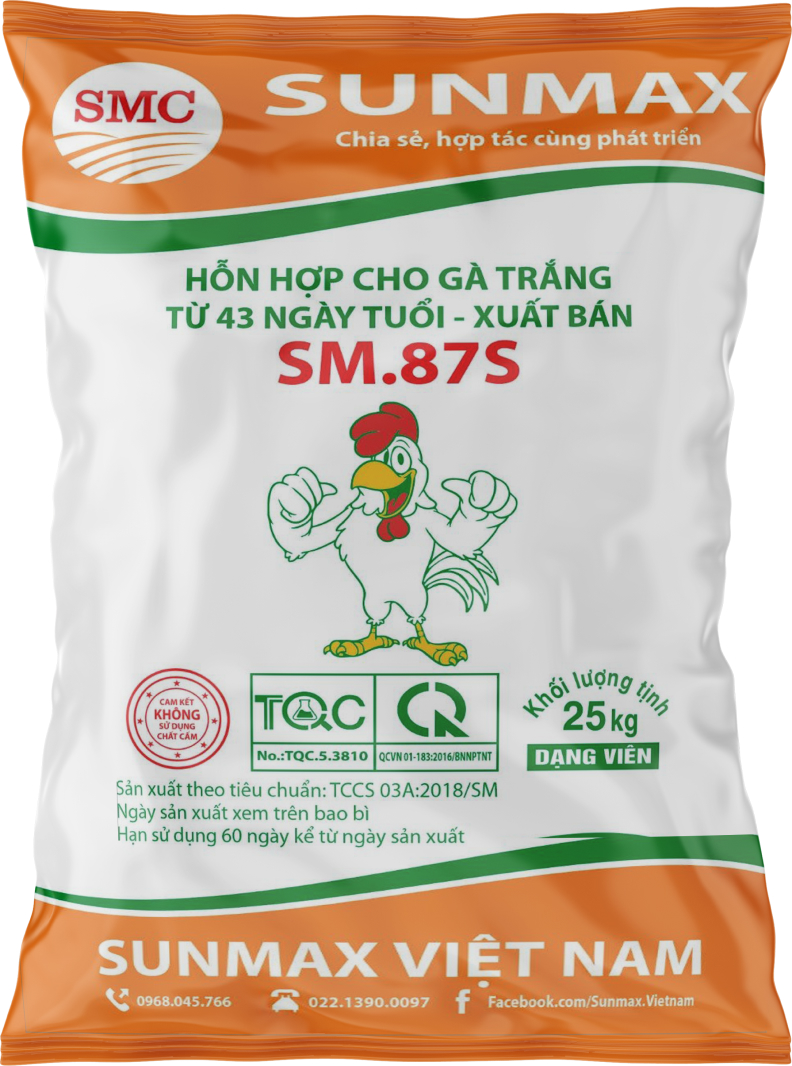 Hỗn hợp cho gà trắng từ 43 ngày tuổi - xuất bán SM.87S