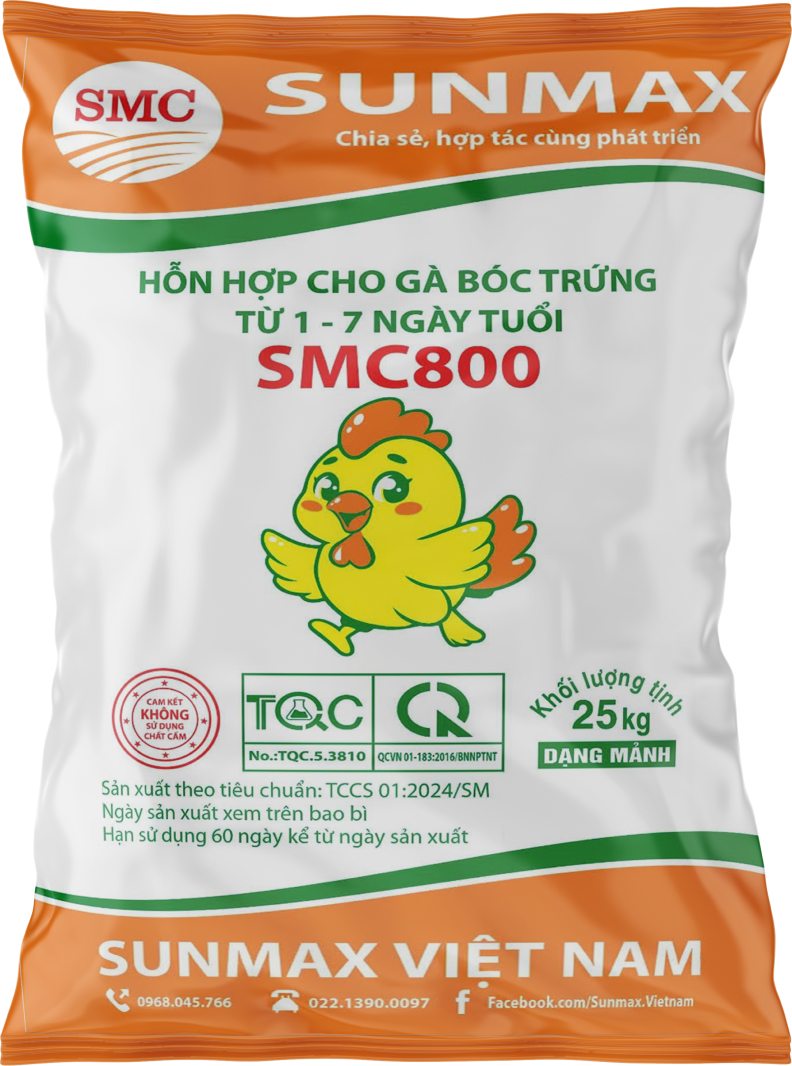 Hỗn hợp cho gà bóc trứng từ 1 - 7 ngày tuổi SMC800