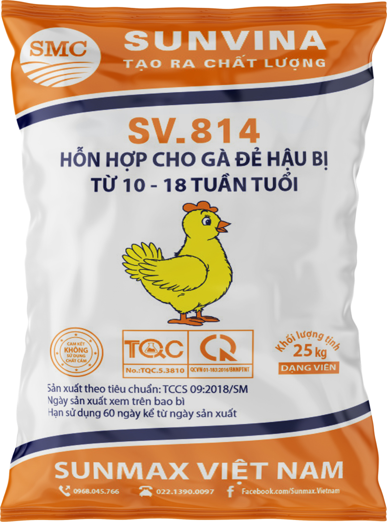Hỗn hợp cho gà đẻ hậu bị từ 10 - 18 tuần tuổi SV.814