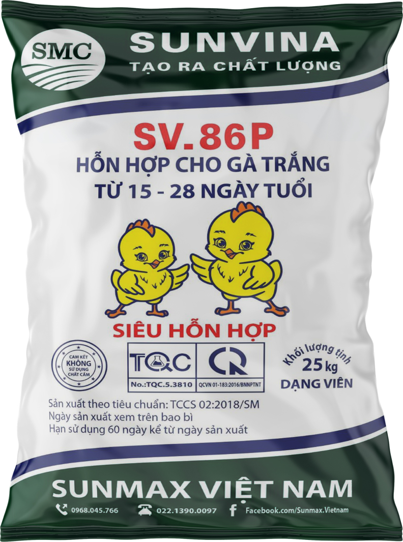 Hỗn hợp cho gà trắng từ 15 - 28 ngày tuổi SV.86P