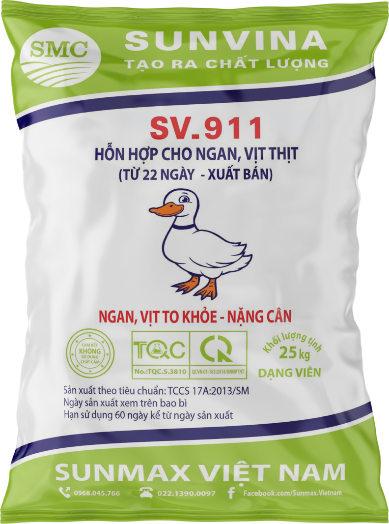 Hỗn hợp cho ngan, vịt thịt từ 22 ngày - xuất bán SV.911